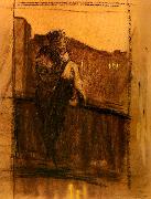 kathe kollwitz sjalvportratt pa balkongen oil painting
